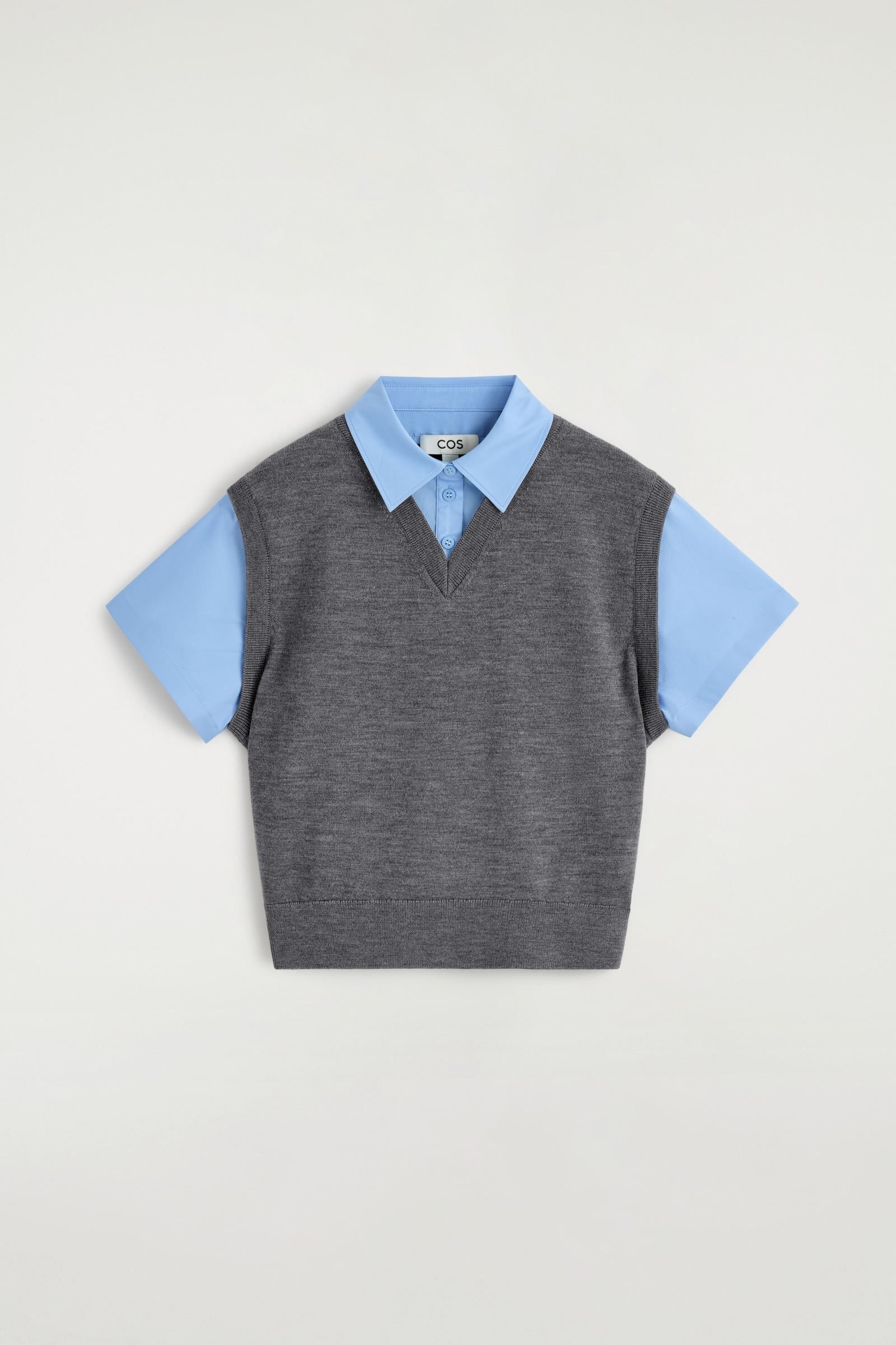 レイヤードメリノウールシャツベスト